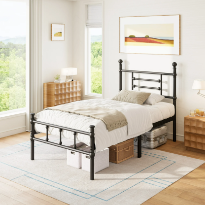 Woozuro Twin Size Bed Frame with Headboard/Footboard, 14 Inch Metal Platform Bed Frame, Easy Assembly
