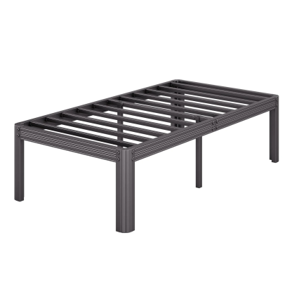 Woozuro Full Bed Frames, 18 Inch High Bedframe No Box Spring Needed, Heavy Duty Steel Slats Platform Mattress Base, Reinforced Metal Frame, Noise-Free, Easy Assembly, Black