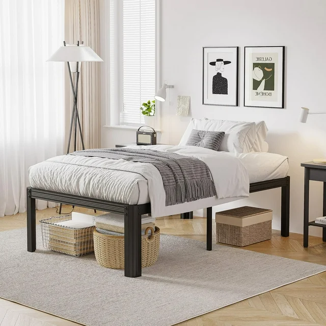 Woozuro Full Bed Frames, 18 Inch High Bedframe No Box Spring Needed, H