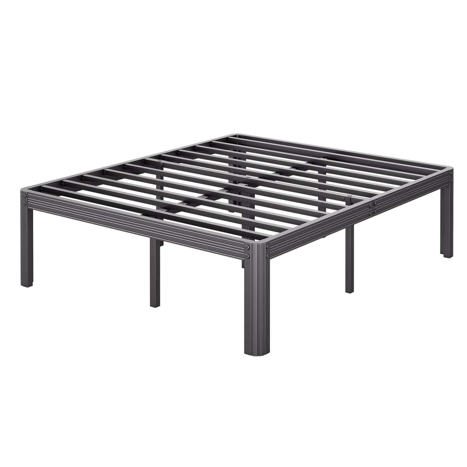 Woozuro Full Bed Frames, 18 Inch High Bedframe No Box Spring Needed, Heavy Duty Steel Slats Platform Mattress Base, Reinforced Metal Frame, Noise-Free, Easy Assembly, Black