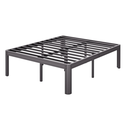 Woozuro Full Bed Frames, 18 Inch High Bedframe No Box Spring Needed, Heavy Duty Steel Slats Platform Mattress Base, Reinforced Metal Frame, Noise-Free, Easy Assembly, Black