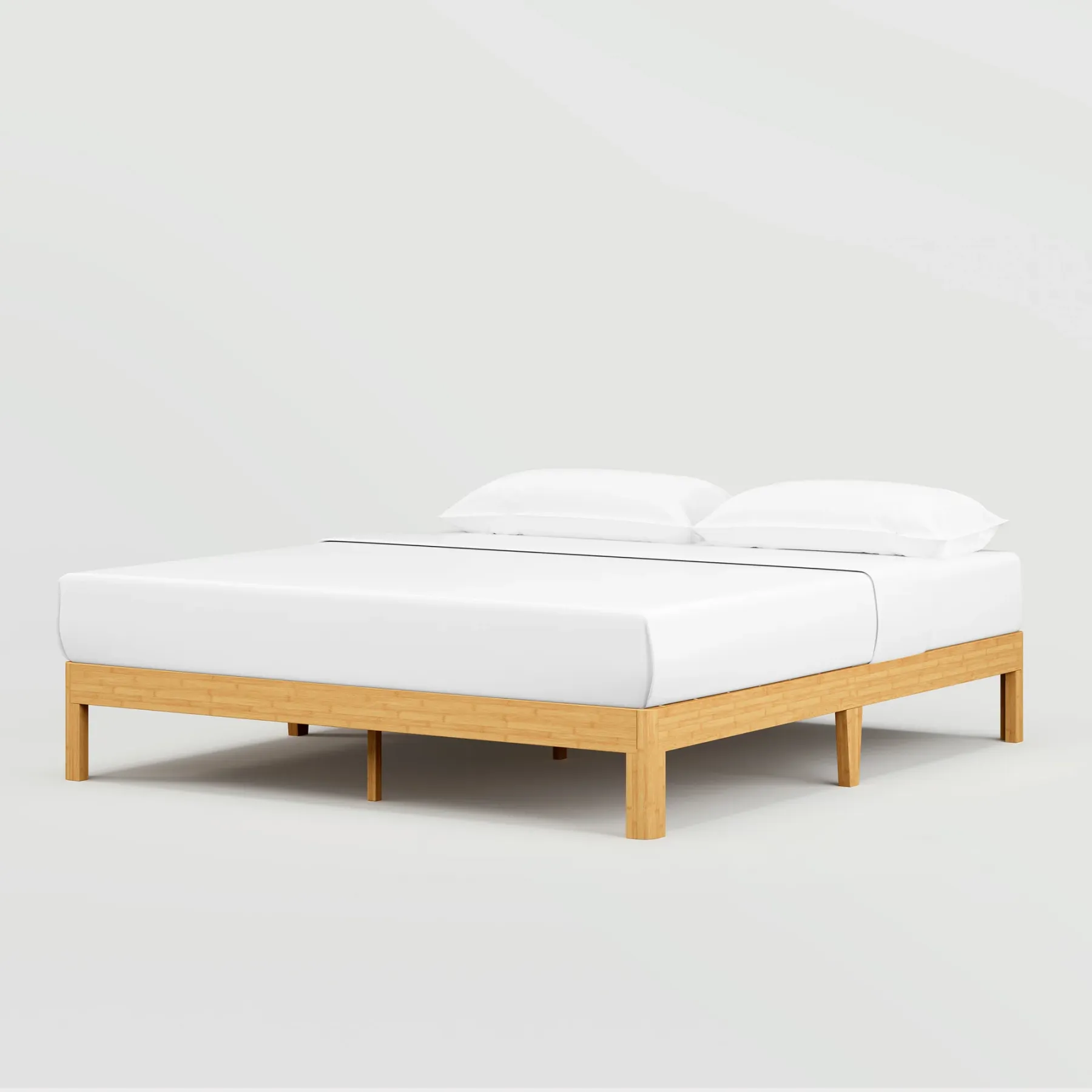 Woozuro 14-Inch Queen Size Bamboo and Metal Bed Frame - Eco-Friendly, Modern Design, Easy Assembly, Superior Support