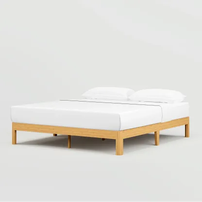 Woozuro 14-Inch Queen Size Bamboo and Metal Bed Frame - Eco-Friendly, Modern Design, Easy Assembly, Superior Support