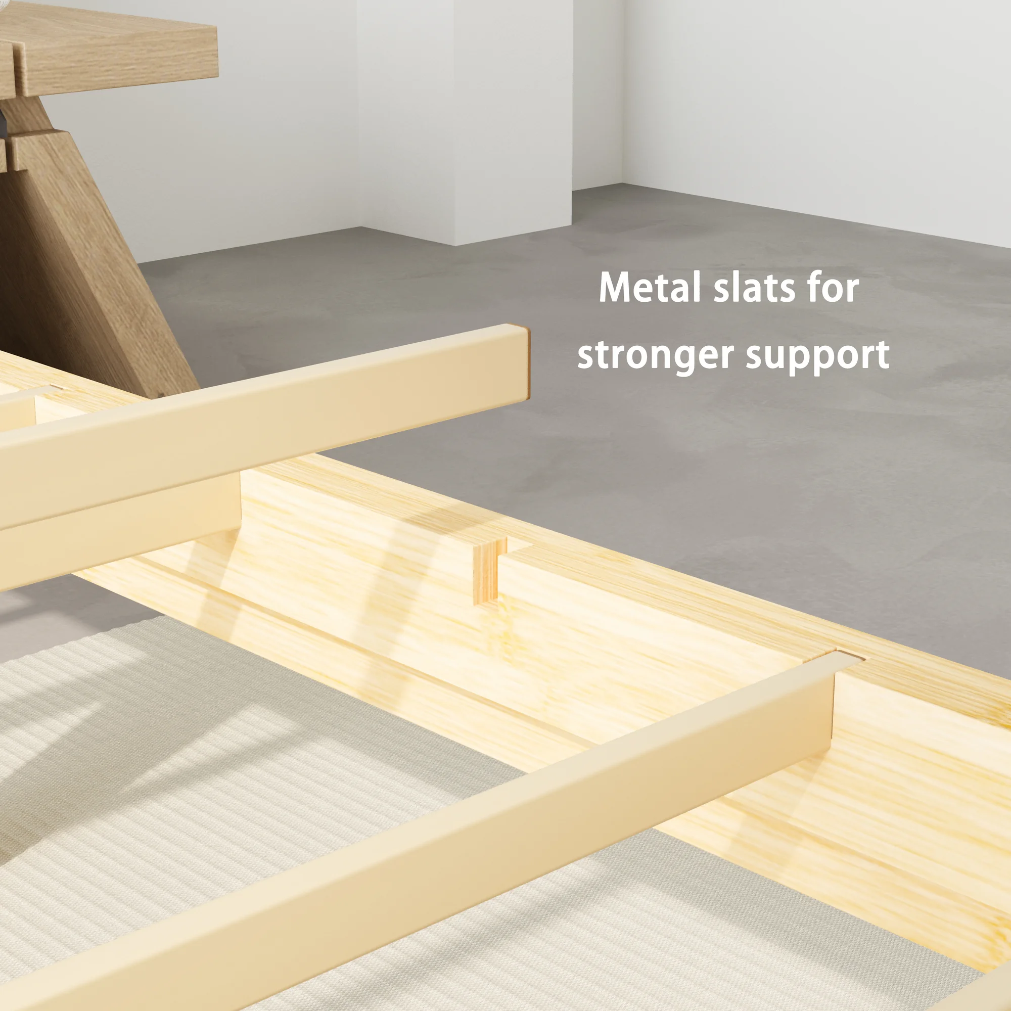 Woozuro 14-Inch Queen Size Bamboo and Metal Bed Frame - Eco-Friendly, Modern Design, Easy Assembly, Superior Support