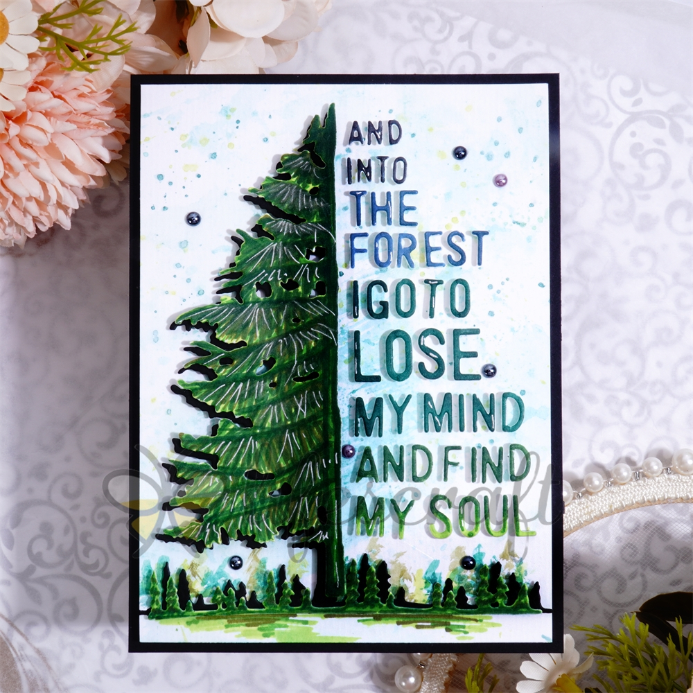Lifescraft Christmas Tree With And into the Forest I Go to Lose My Mind and Find My Soul Word Metal Cutting Dies