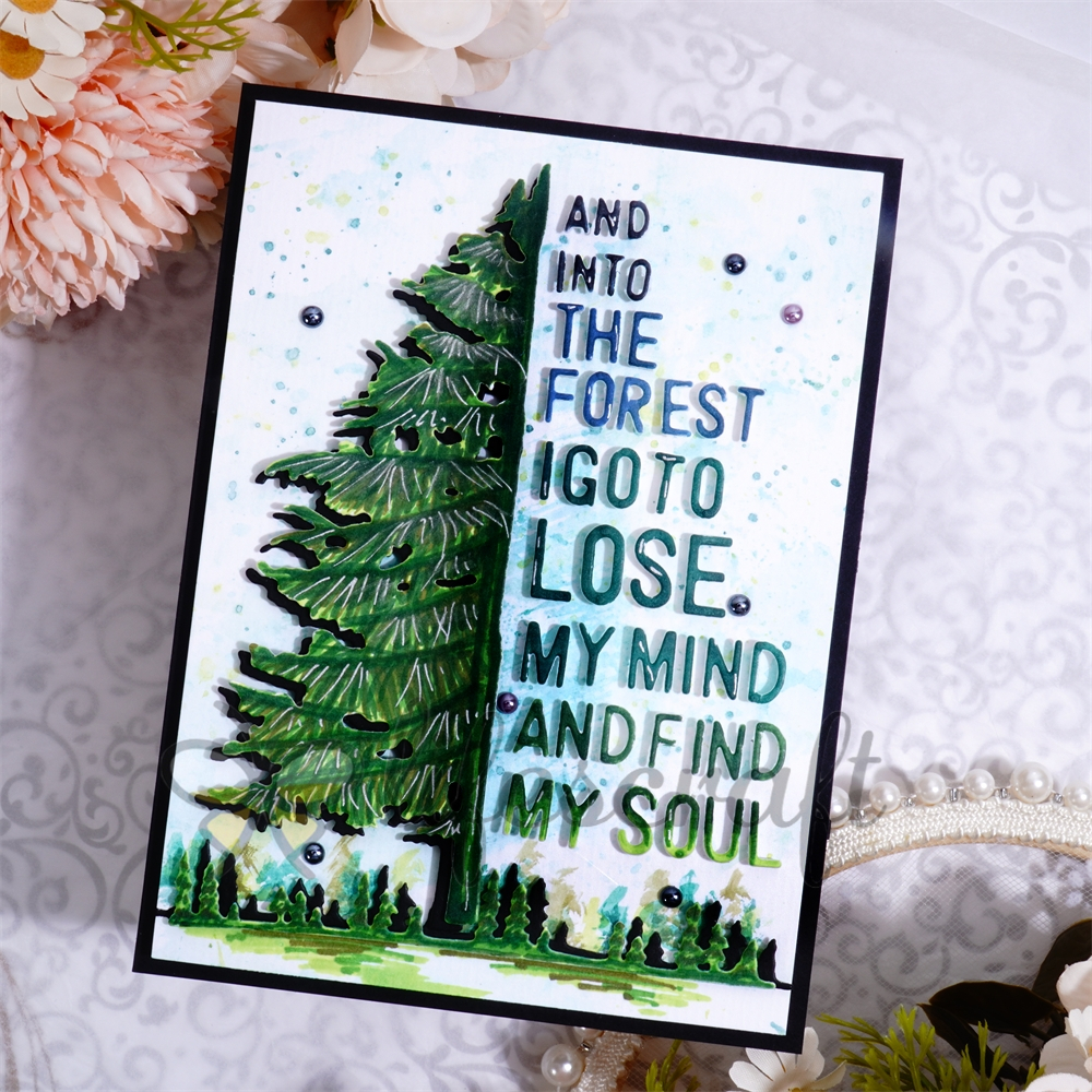 Lifescraft Christmas Tree With And into the Forest I Go to Lose My Mind and Find My Soul Word Metal Cutting Dies