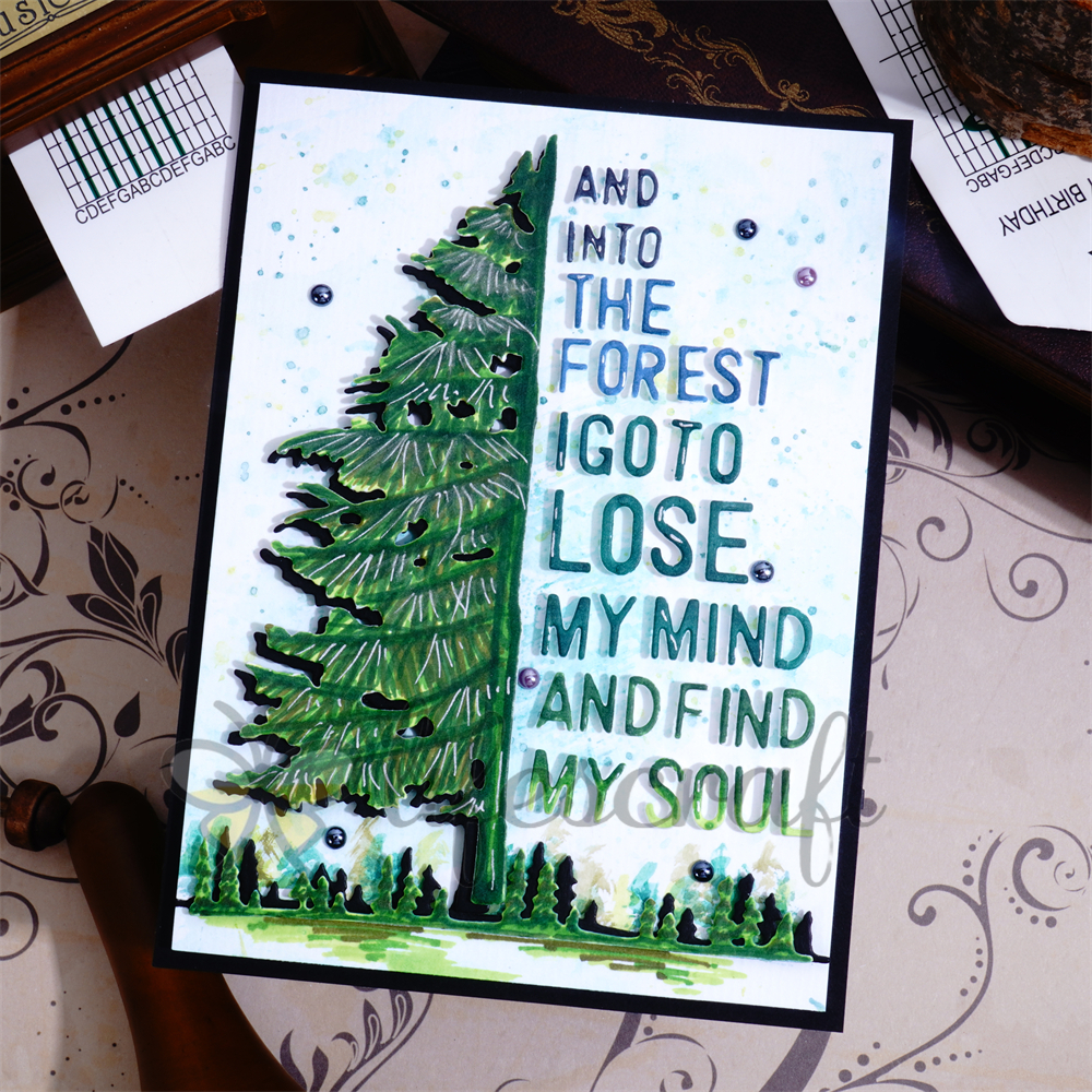Lifescraft Christmas Tree With And into the Forest I Go to Lose My Mind and Find My Soul Word Metal Cutting Dies