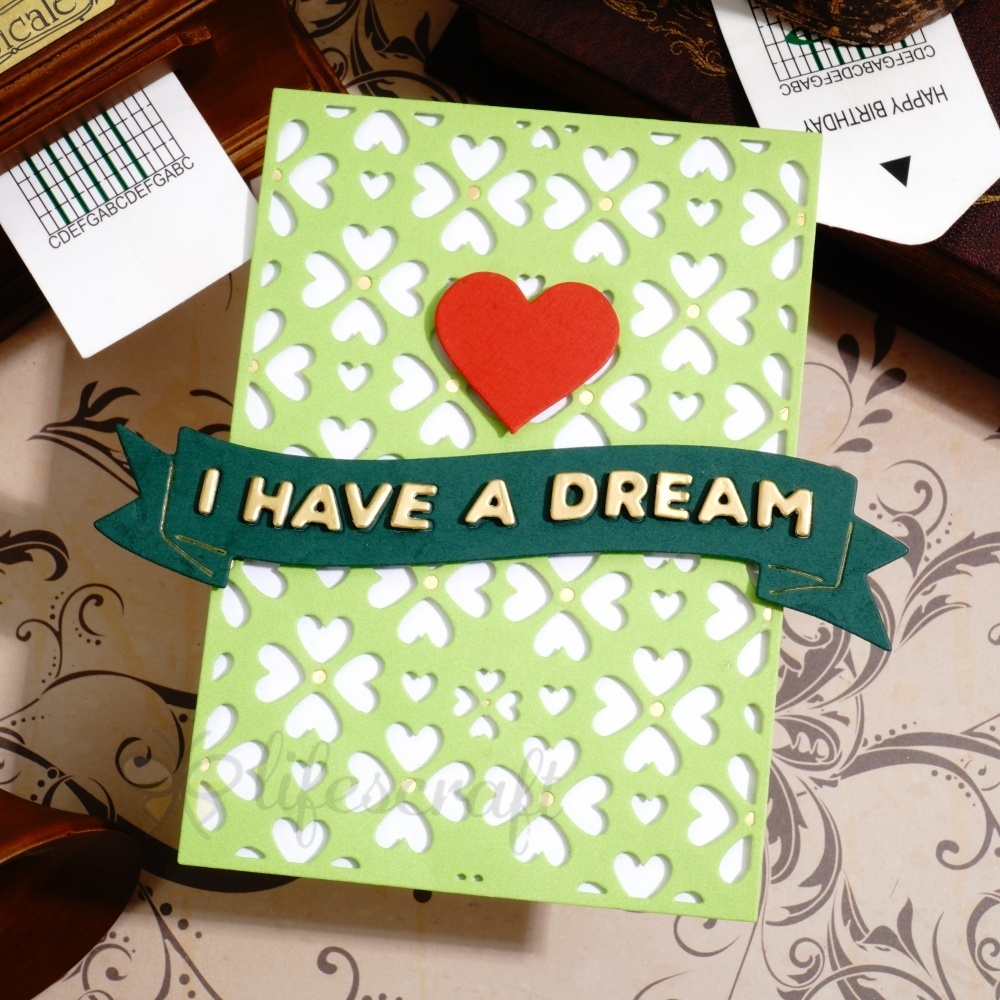 Lifescraft Small Heart Hollow Background Board Metal Cutting Dies