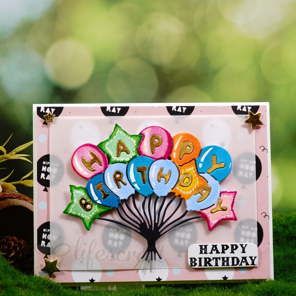 Lifescraft Happy Birthday Balloons Metal Cutting Dies