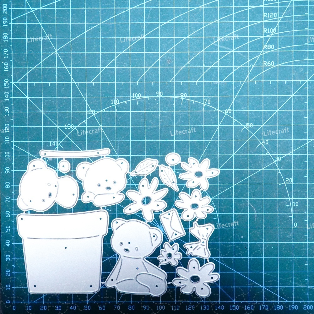 Lifescraft Bear in the Flowerpot Metal Cutting Dies