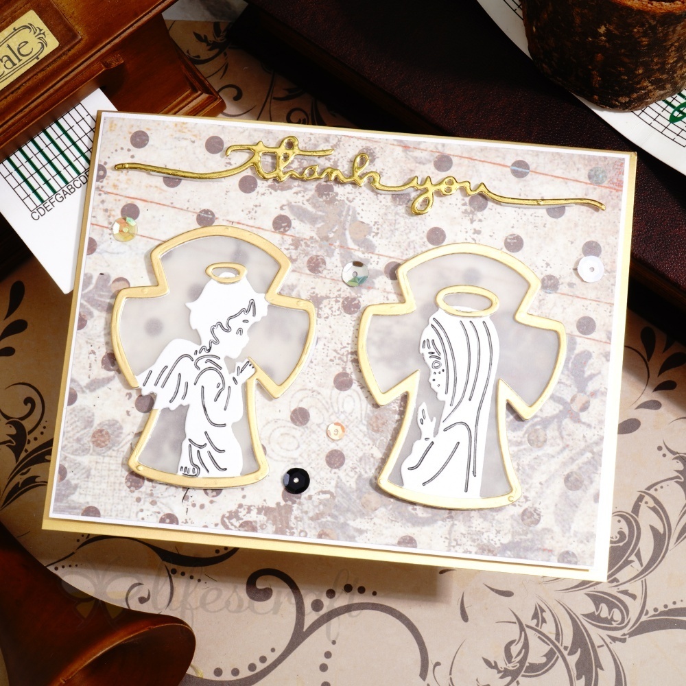 Lifescraft Angel Boy and Girl Praying Metal Cutting Dies