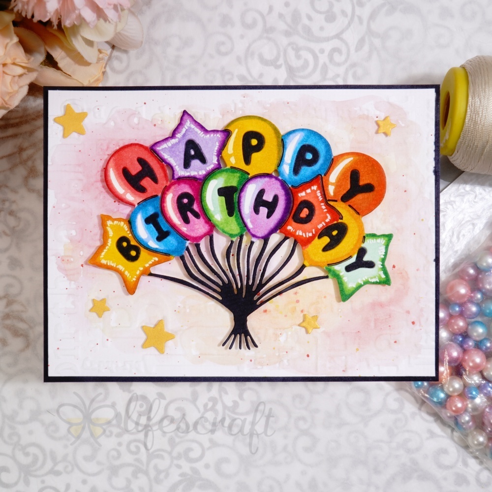 Lifescraft Happy Birthday Balloons Metal Cutting Dies