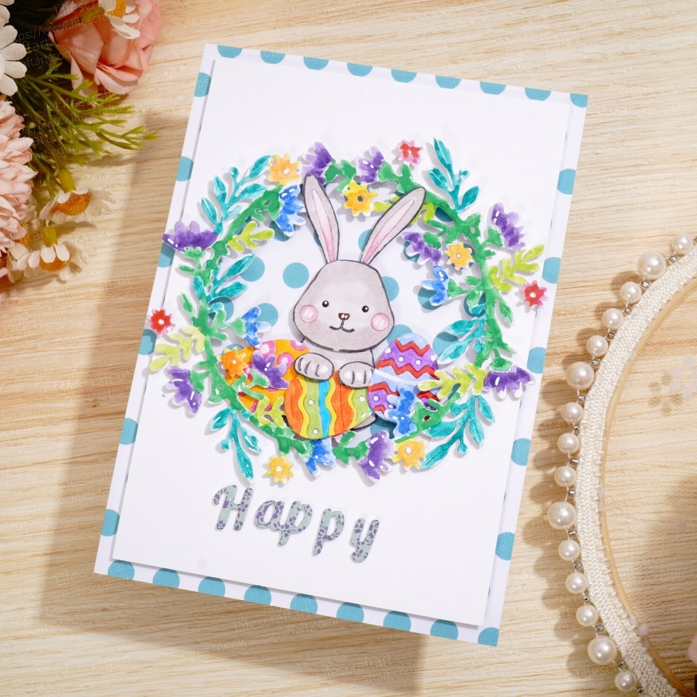 Lifescraft Happy Rabbit Flower Circle Metal Cutting Dies