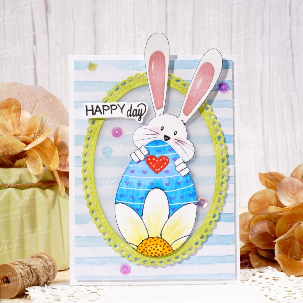 Lifescraft The Bunny Bites a Heart off the Egg Metal Cutting Dies