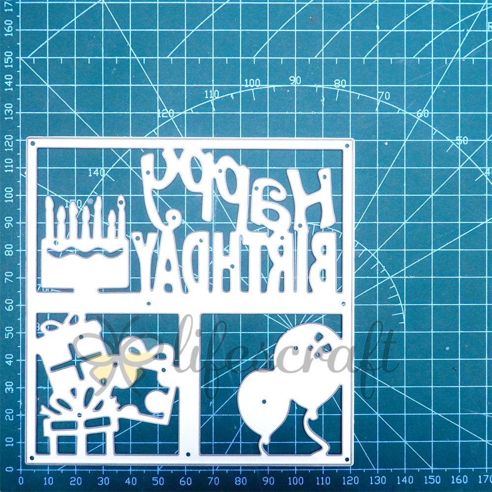 Lifescraft Happy Birthday Cake Gift Balloon Metal Cutting Dies