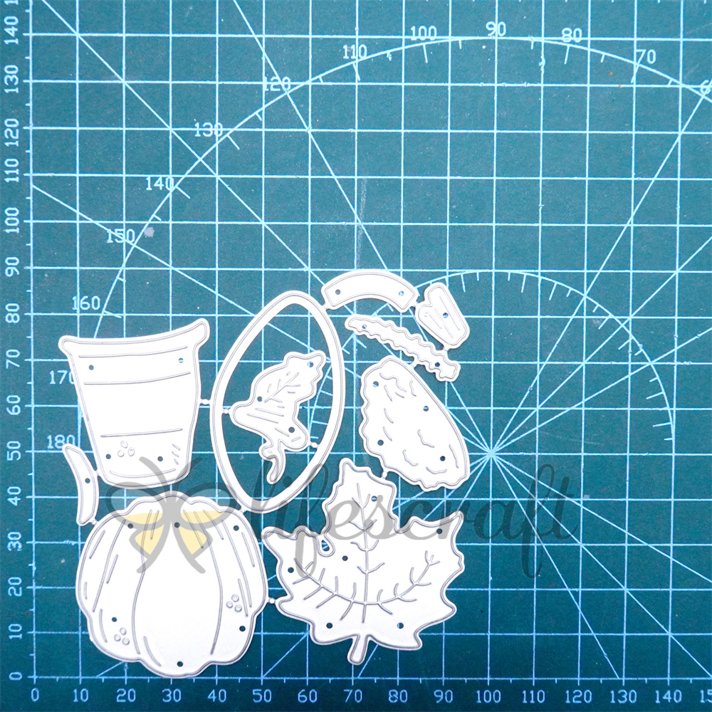 Lifescraft Milk Tea Maple Leaf Football and Pumpkin Metal Cutting Dies