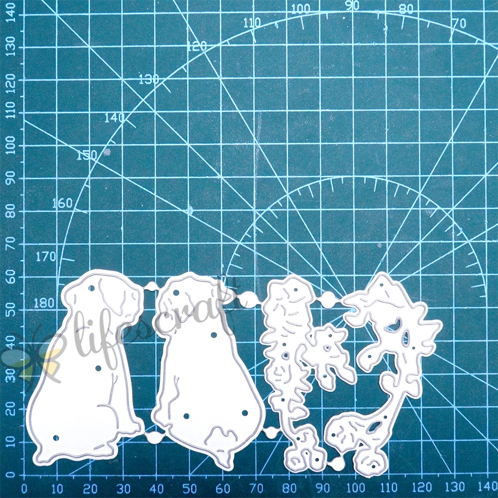 Lifescraft Two Lovely Puppies and Roses Background Board Metal Cutting Dies