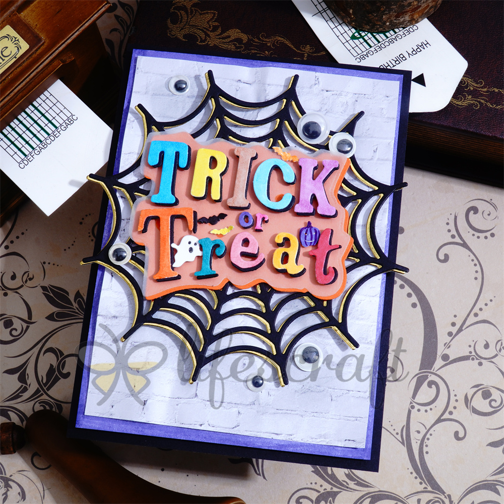 Lifescraft Spider Web and Trick or Treat Word Metal Cutting Dies