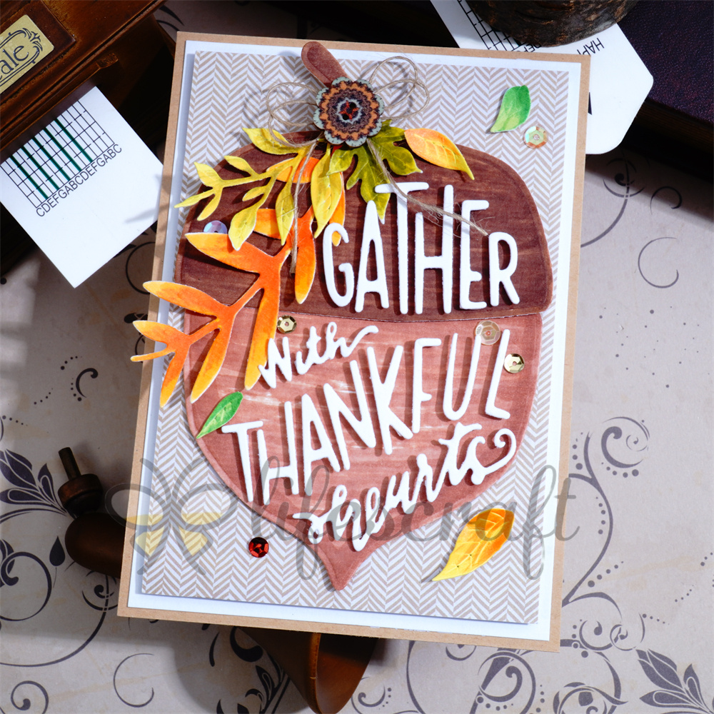 Lifescraft 'GATHER with THANKFUL hearts' Word in the Nut Metal Cutting Dies