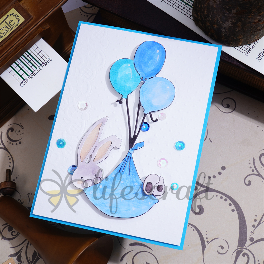 Lifescraft Rabbit Flying with Balloon Metal Cutting Dies