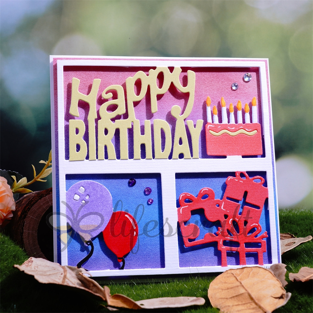 Lifescraft Happy Birthday Cake Gift Balloon Metal Cutting Dies