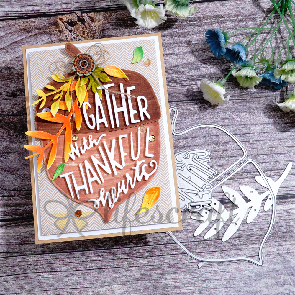 Lifescraft 'GATHER with THANKFUL hearts' Word in the Nut Metal Cutting Dies