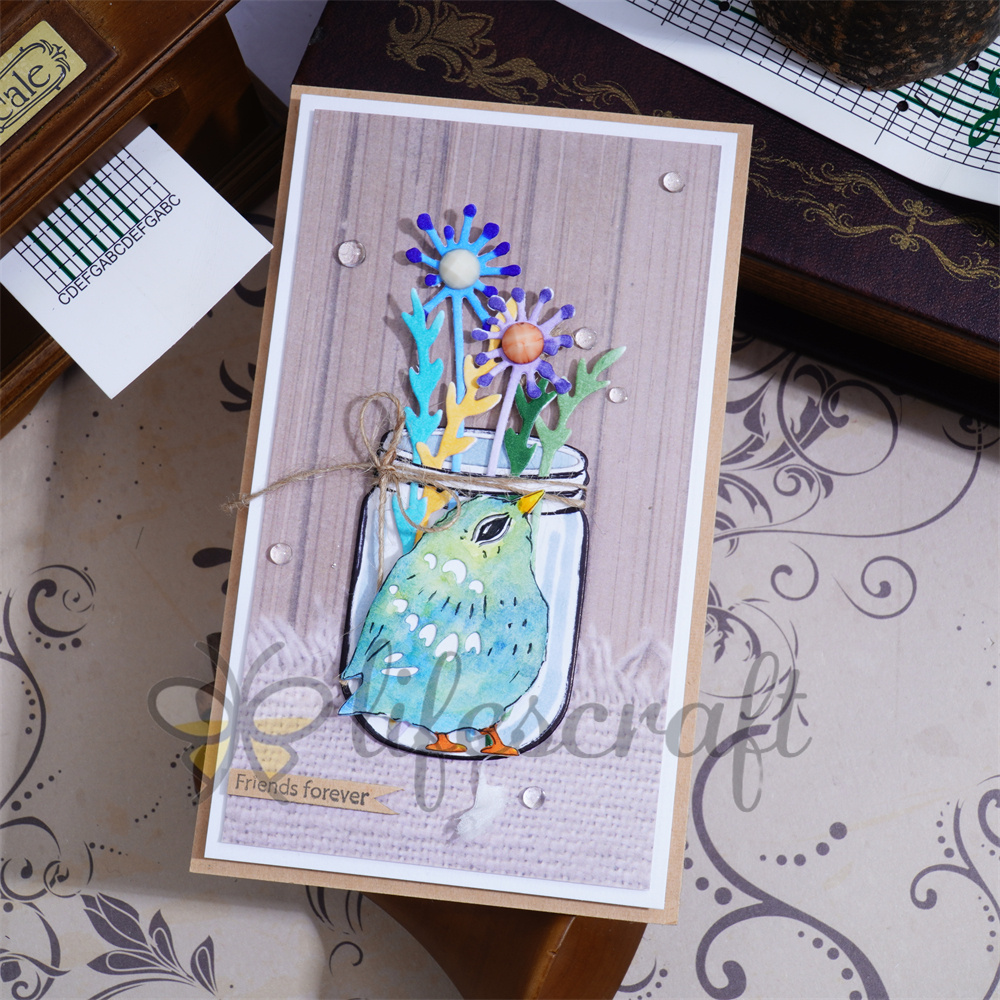 Lifescraft Bird Bottle Flower Metal Cutting Dies