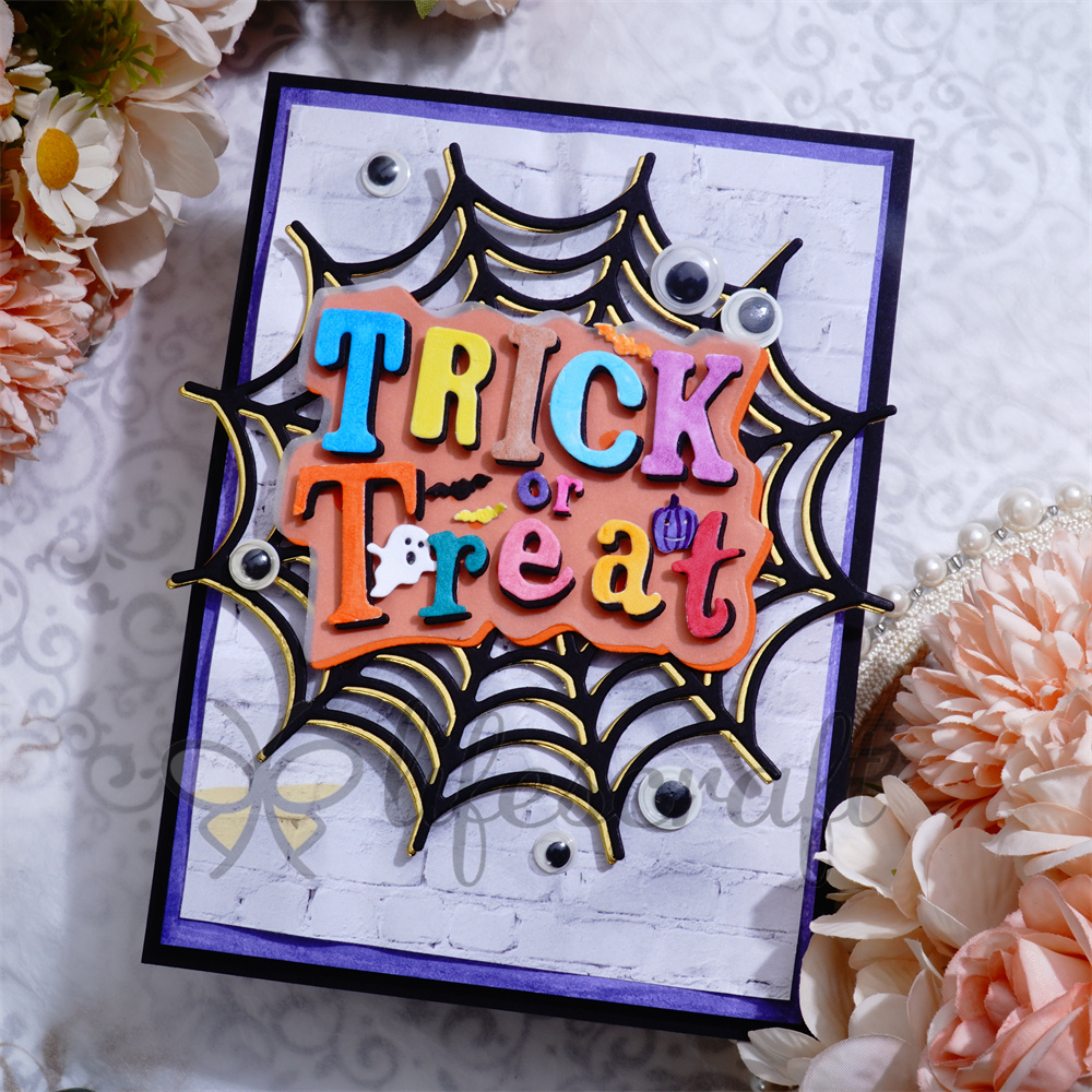 Lifescraft Spider Web and Trick or Treat Word Metal Cutting Dies