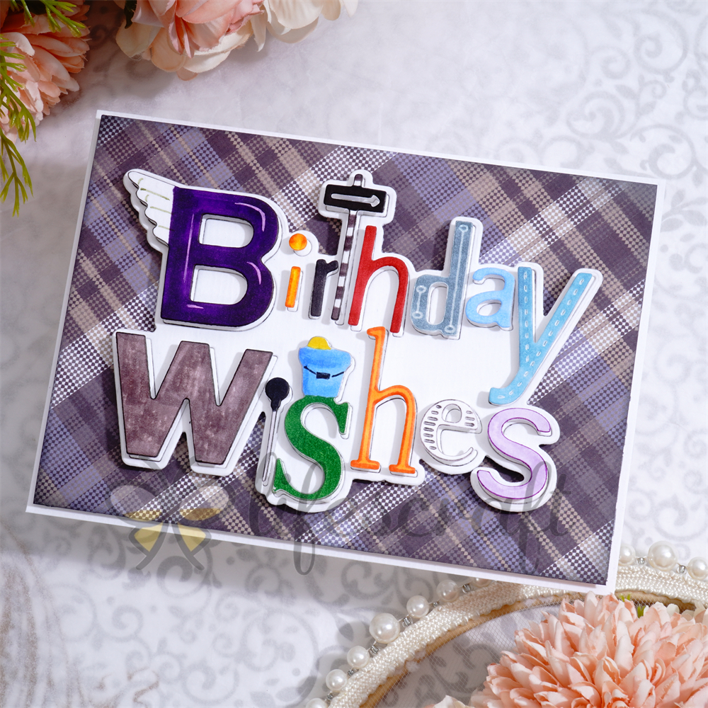 Lifescraft Birthday Wishes Word Metal Cutting Dies