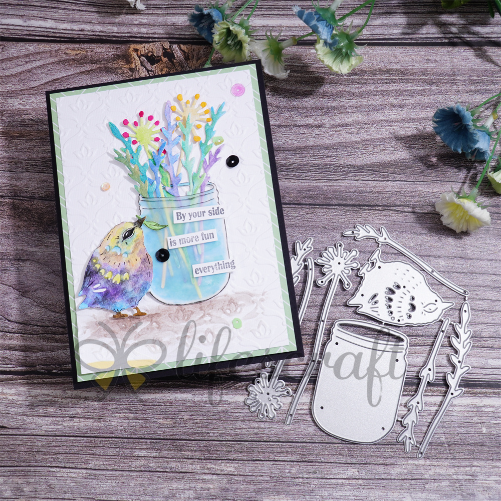 Lifescraft Bird Bottle Flower Metal Cutting Dies