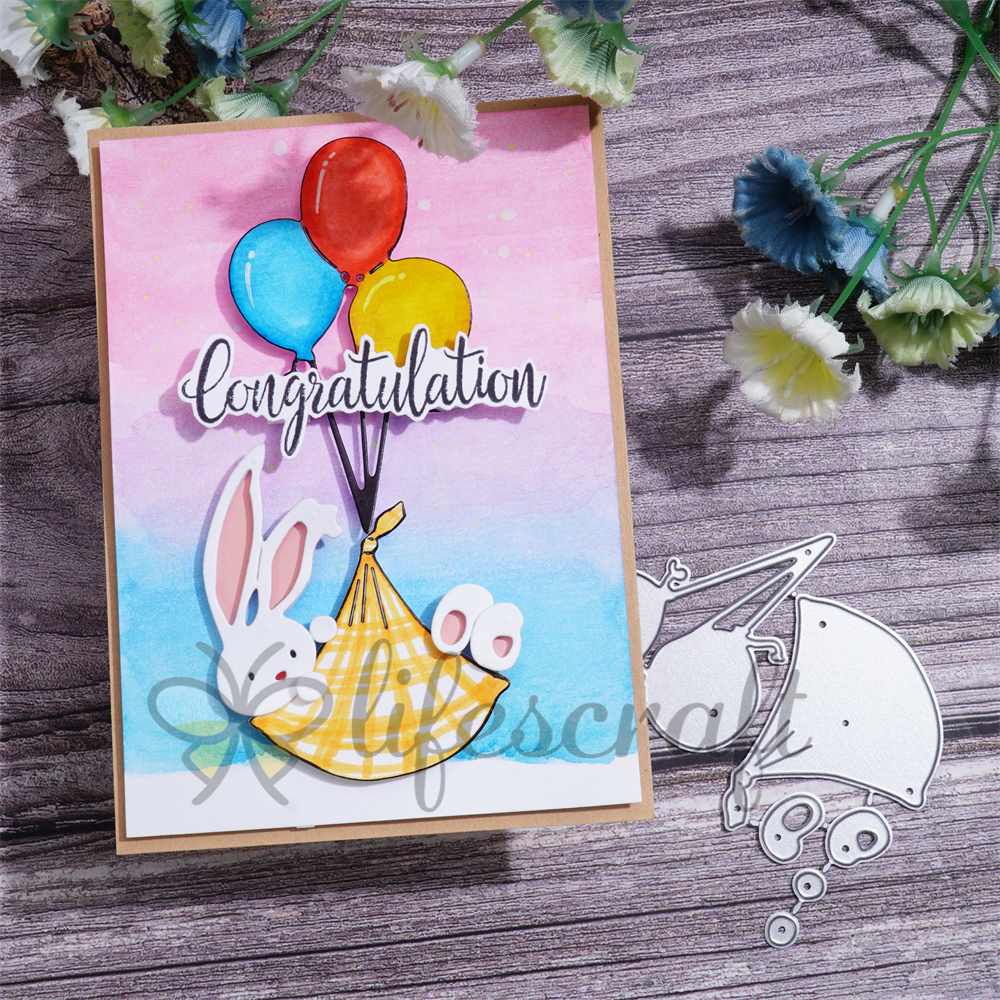 Lifescraft Rabbit Flying with Balloon Metal Cutting Dies