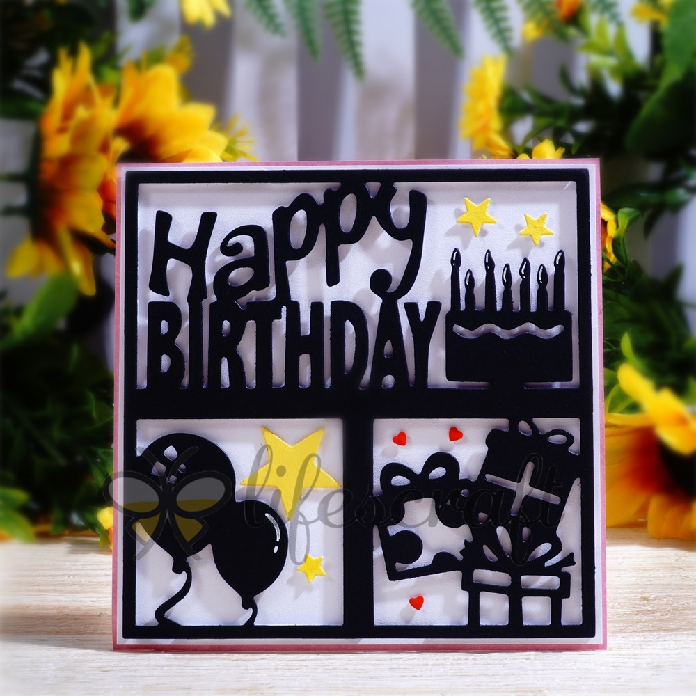 Lifescraft Happy Birthday Cake Gift Balloon Metal Cutting Dies