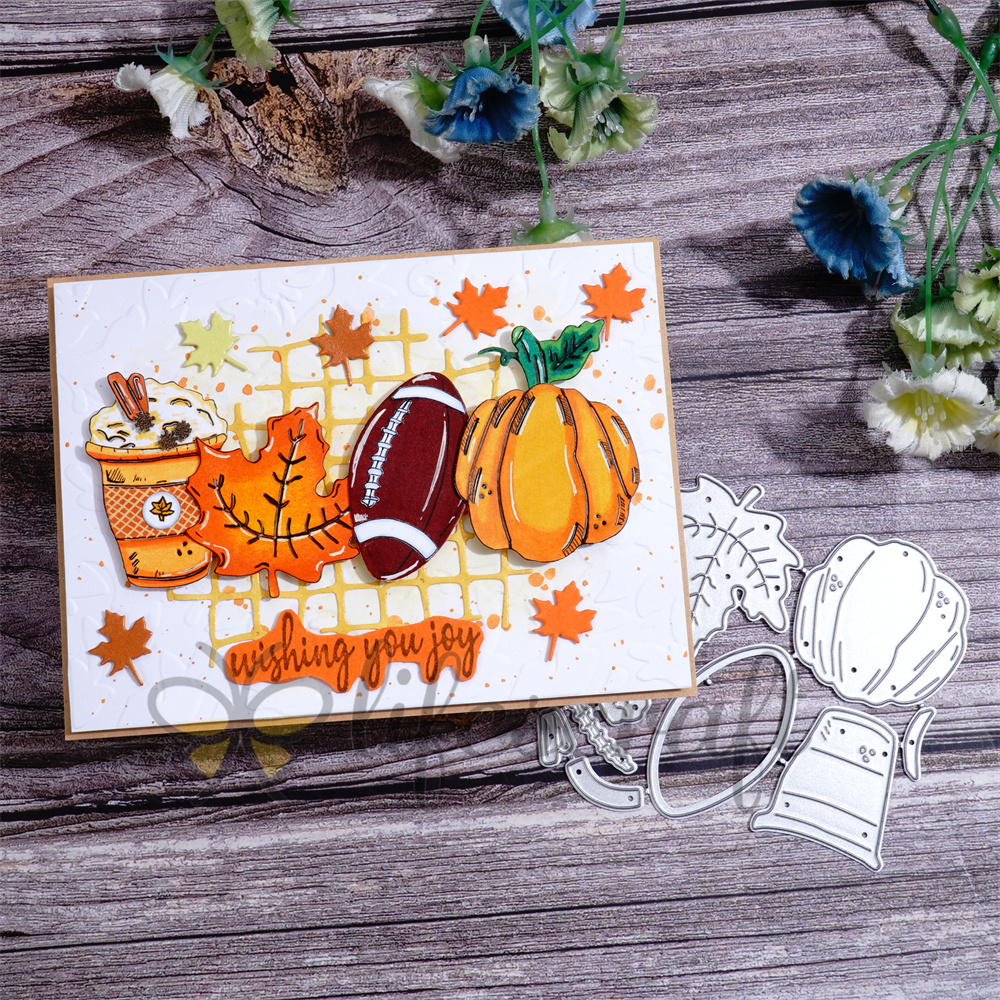 Lifescraft Milk Tea Maple Leaf Football and Pumpkin Metal Cutting Dies