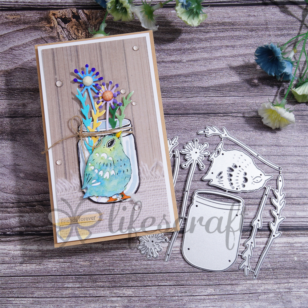 Lifescraft Bird Bottle Flower Metal Cutting Dies