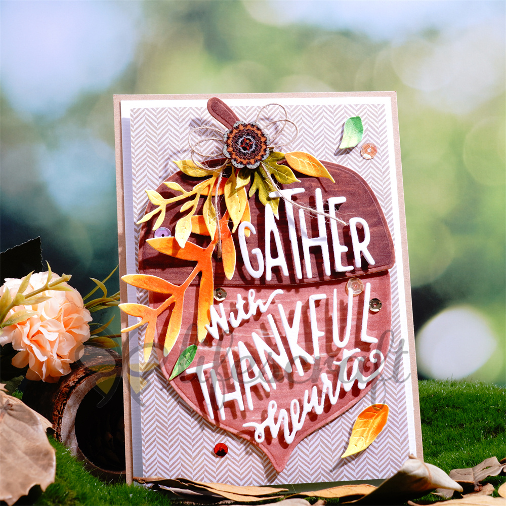 Lifescraft 'GATHER with THANKFUL hearts' Word in the Nut Metal Cutting Dies