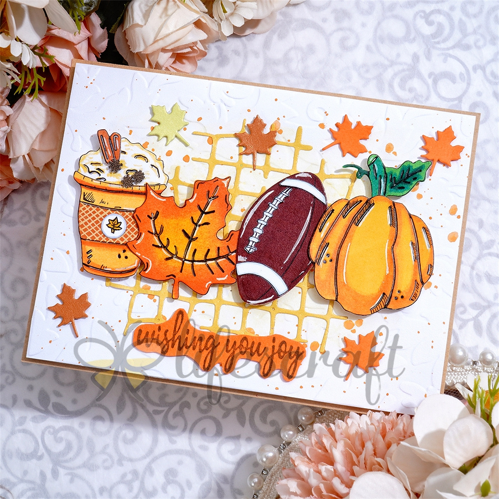 Lifescraft Milk Tea Maple Leaf Football and Pumpkin Metal Cutting Dies