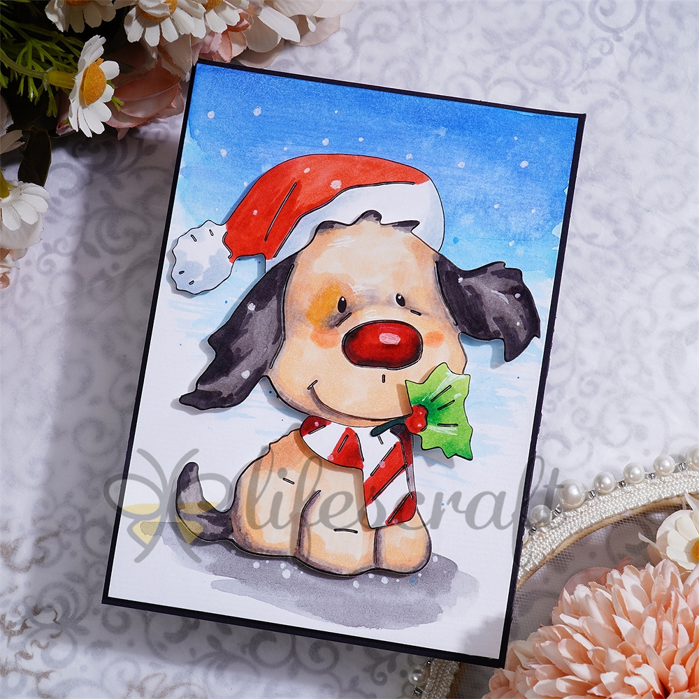 Lifescraft Dog with Hat and Scarf Metal Cutting Dies