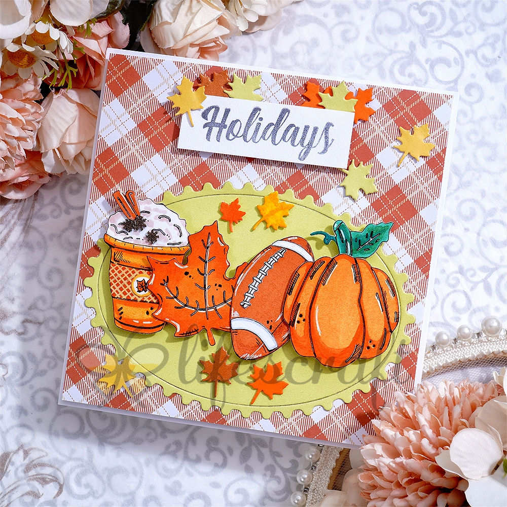 Lifescraft Milk Tea Maple Leaf Football and Pumpkin Metal Cutting Dies