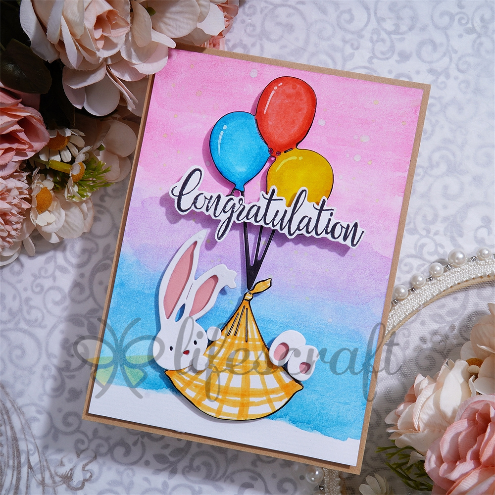 Lifescraft Rabbit Flying with Balloon Metal Cutting Dies