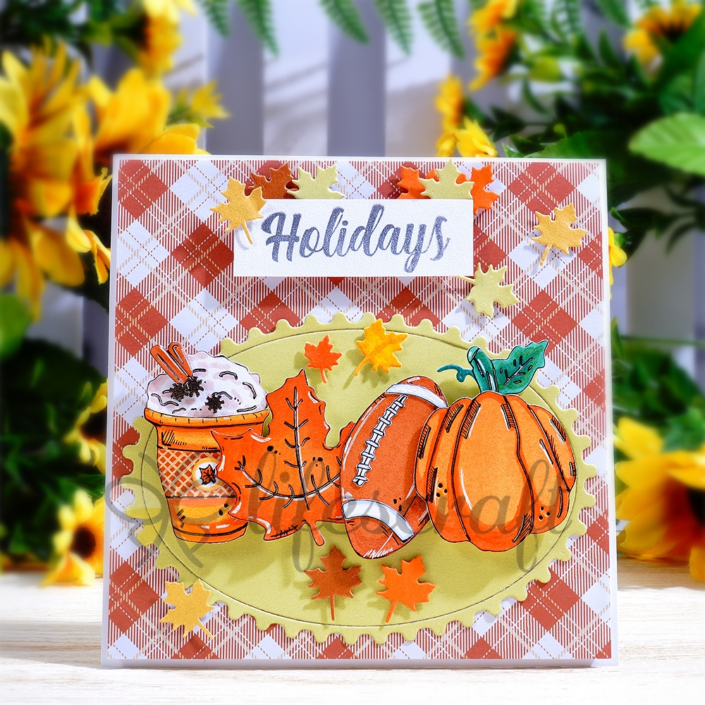 Lifescraft Milk Tea Maple Leaf Football and Pumpkin Metal Cutting Dies