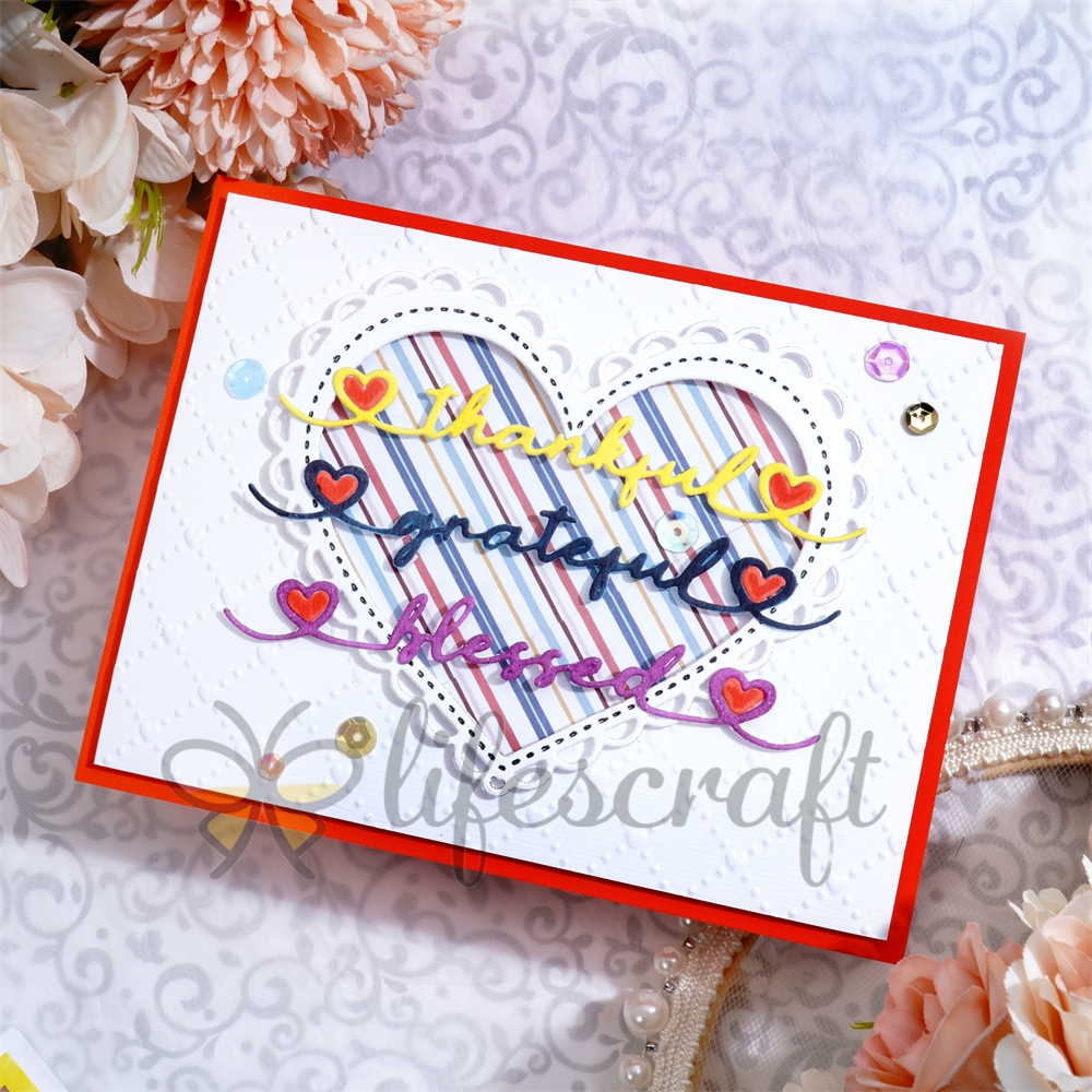 Lifescraft Thankful Grateful Blessed Word Metal Cutting Dies