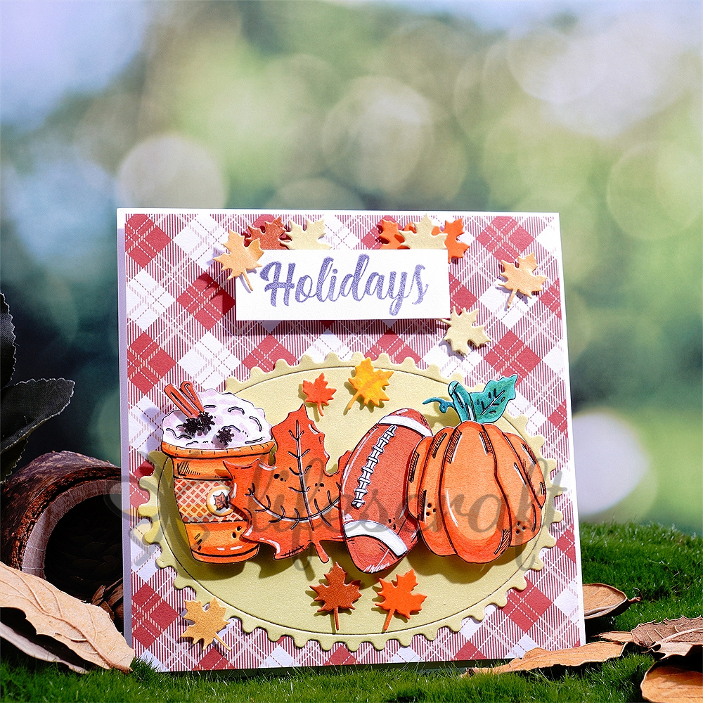 Lifescraft Milk Tea Maple Leaf Football and Pumpkin Metal Cutting Dies