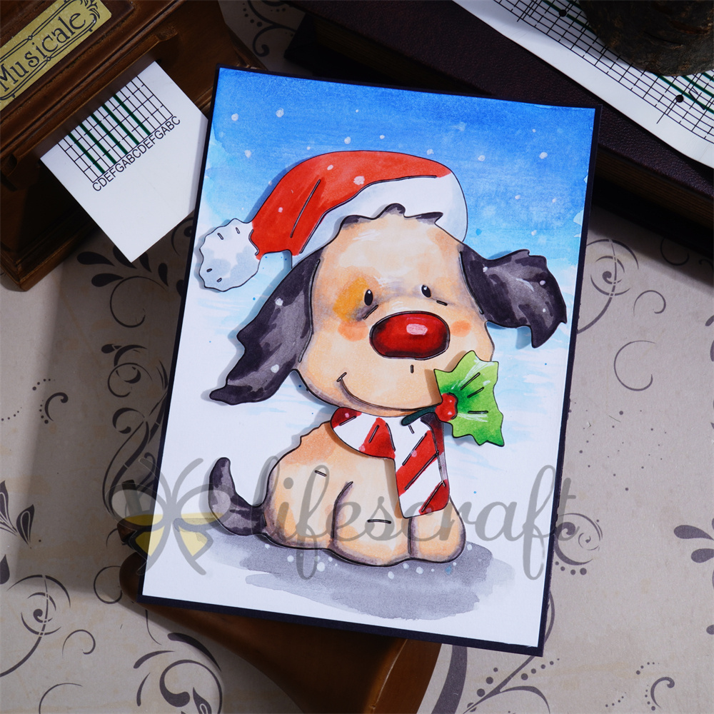Lifescraft Dog with Hat and Scarf Metal Cutting Dies