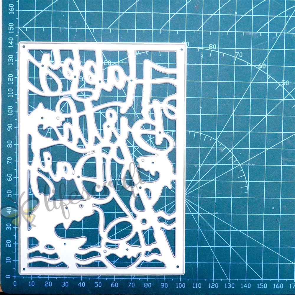 Lifescraft Fish Says Happy Birthday Background Board Metal Cutting Dies