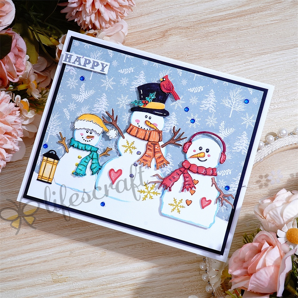Lifescraft Three Happy Snowmen Metal Cutting Dies