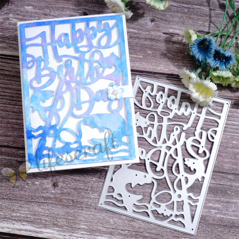 Lifescraft Fish Says Happy Birthday Background Board Metal Cutting Dies