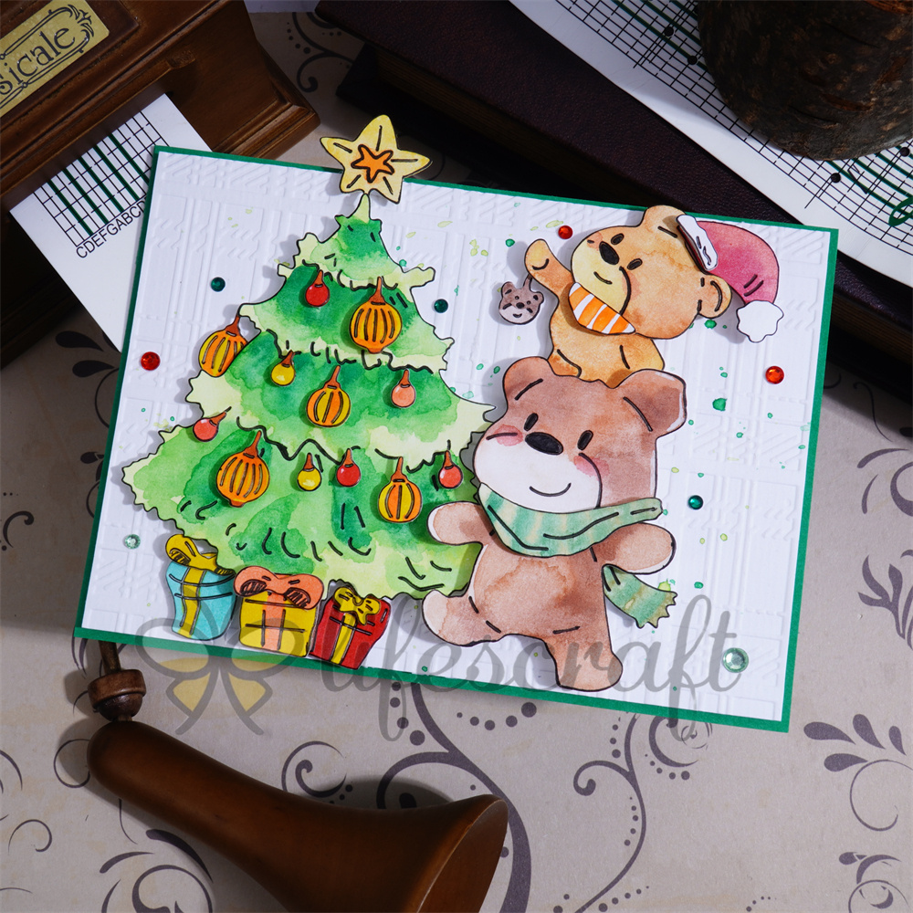 Lifescraft Christmas Trees and Bears Metal Cutting Dies