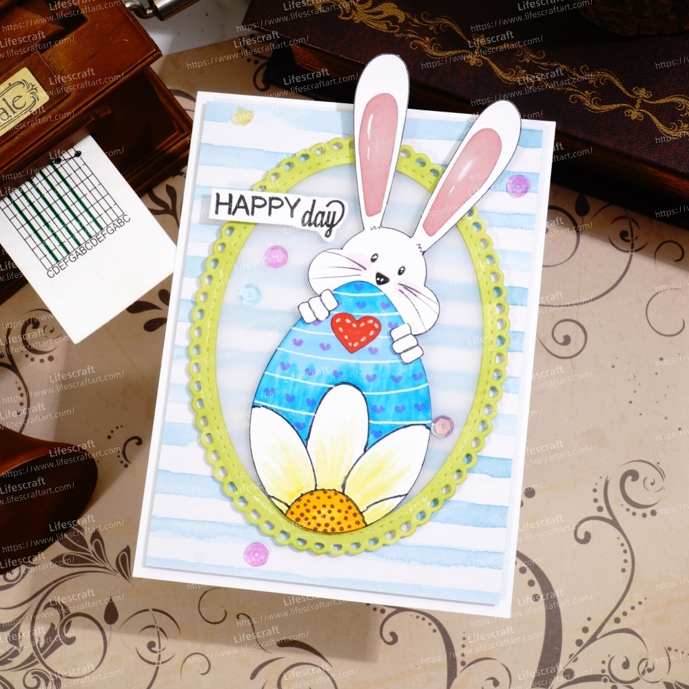 Lifescraft The Bunny Bites a Heart off the Egg Metal Cutting Dies