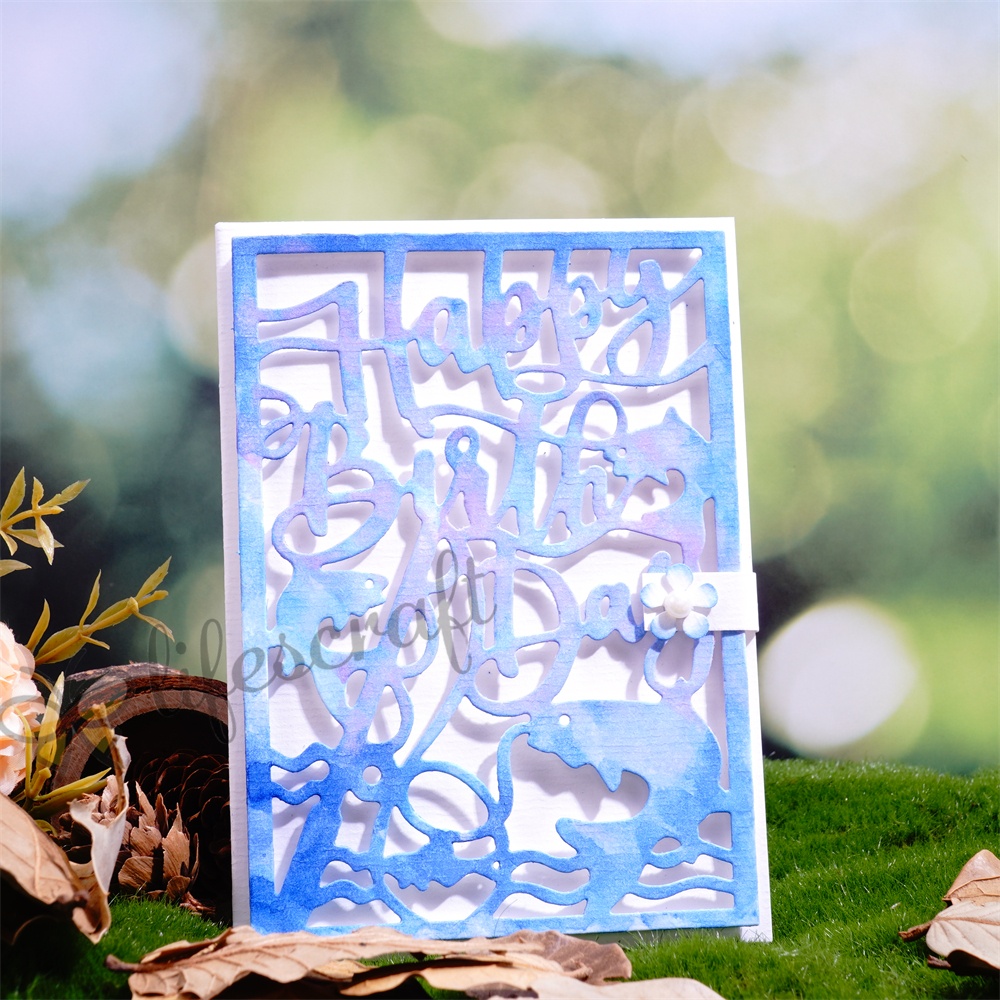 Lifescraft Fish Says Happy Birthday Background Board Metal Cutting Dies