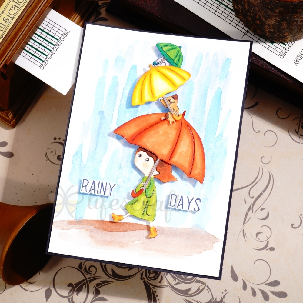 Lifescraft Little Girl Walking in the Rain Metal Cutting Dies